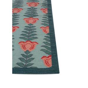 พรมขนสัตว์ทอลายดอกไม้สีน้ำเงิน Orenda แบบแบน สำหรับตกแต่งห้องนั่งเล่นในบ้าน ขนาด 9x12 ฟุต เหมาะสำหรับห้องโถง สำหรับวัยรุ่น - Product Image 4