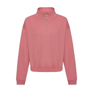 Custom Women's <b>Cropped</b> <b>Zip</b> Sweatshirt Promotional <b>Hoodies</b> & Sweatshirts - Product Image 4