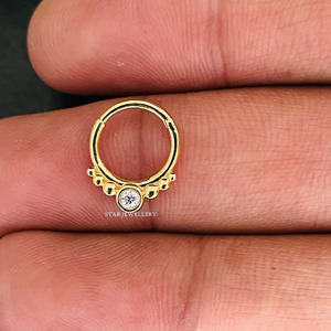 14K Solid <b>Gold</b> Septum <b>Nose</b> <b>Ring</b> Fine Jewelry. - Product Image 1
