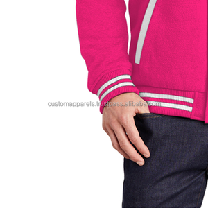 Slim Fit Cotton Fleece Varsity <b>Jacket</b> for <b>Men</b> with Modern Ribbed Trim and Casual Athletic Style - Product Image 5