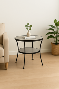 2025 Wooden Center <strong>Table</strong> Modern Double Layer Round Top Metal Frame Center <strong>Table</strong> Modern Living Room <strong>Sofa</strong> Side Accent <strong>Table</strong> - Product Image 2