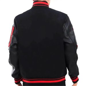 Chaqueta Varsity Bordada Personalizada para Hombre, Cuello Alto, Logotipo Frontal, Resistente al Viento, Transpirable, de Secado Rápido, Lana/Poliéster - Product Image 2