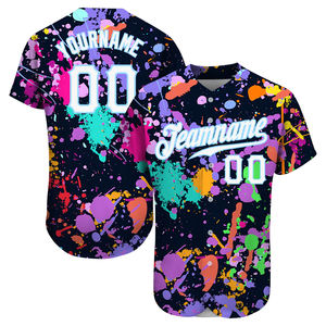 Jersey de béisbol de poliéster 100% para hombre, Jersey de béisbol con estampado 3D colorido, cosido, calidad personalizada, botones completos, venta al por mayor - Product Image 1