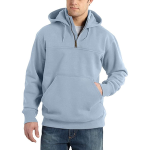 Sweat-shirt tricoté à capuche pour homme, uni, avec fermeture éclair quart de tour et poche avant, idéal pour les activités décontractées en extérieur - Product Image 5