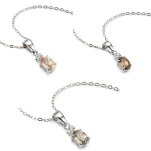 Pendentif en pierre de soleil d'Oregon avec zircon blanc en argent sterling 0,45 ct - Product Image 1