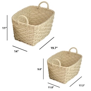 Juego de 2 Cestas Rectangulares de Ratán para Estantes, Cesta de Almacenamiento Hecha a Mano, Venta al por Mayor, Ecológica, Hecha en Vietnam - Product Image 2