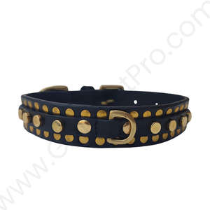 Collar de perro transpirable de cuero de grano completo con tachuelas de alta resistencia de Diseño ancho elegante estilo Simple de lujo pequeño a grande sólido duradero - Product Image 1