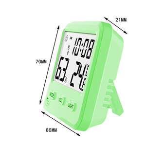 นาฬิกาปลุกเครื่องวัดอุณหภูมิแบบดิจิตอลพร้อมไฟพื้นหลัง LCD เครื่องวัดความชื้นสัมพัทธ์อุณหภูมิในร่มจอแสดงผลขนาดกะทัดรัดสำหรับโต๊ะและห้อง - Product Image 2