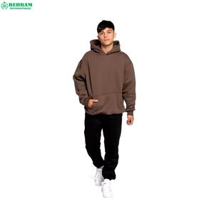 Sweat-shirt à capuche oversize pour homme, 320 grammes, 80% coton, 20% polyester, épaules tombantes, thermique, en molleton teint uni / French Terry - Product Image 4