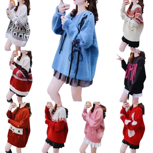 <span class=keywords><strong>Pull</strong></span> tricoté ample et <span class=keywords><strong>oversize</strong></span> pour <span class=keywords><strong>femme</strong></span>, motif géométrique, col marin, style décontracté, collection hiver - Product Image 1