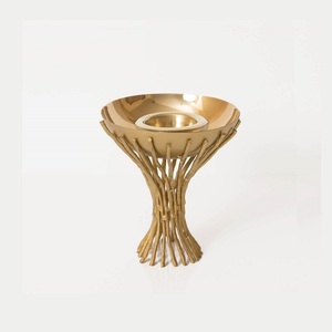 Brass Gold Color <b>Bakhoor</b> <b>Oud</b> Burner Attractive Design Round Shape Mubkhar Burner For Home Hotel Fragrance Use - Product Image 6