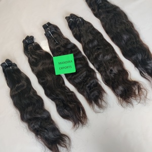 Extensions de cheveux humains vierges indiennes de temple, 100% en gros, pas cher, machine à double trame, naturellement ondulé, noir, fournisseur, Remy - Product Image 3