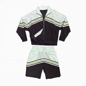 Cortavientos personalizado para hombre a prueba de viento 2 piezas conjunto corto nuevo estilo deportivo cremallera bloque de color transpirable de talla grande trajes de cortavientos - Product Image 3