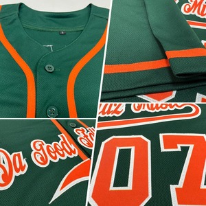 Maillot de baseball authentique personnalisé vert orange-blanc - Product Image 2