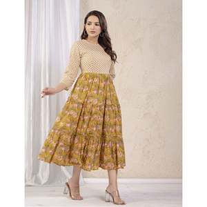 Robe Anarkali en coton imprimé style pakistanais et indien, salwar kameez et costume en georgette et soie pour les occasions spéciales - Product Image 5