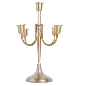 Gran oferta, producto de lujo, Metal, aluminio, decoración del hogar, decoración de boda, candelabros, 3 brazos, acabado dorado para Decoración de mesa - Product Image 3