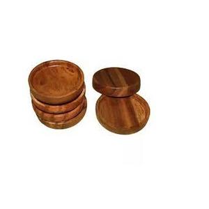 ที่รองแก้วไม้สำหรับชงชาไม้วอลนัททรงกลมพิมพ์ลายเสื่อและแผ่นรองสำหรับชงชาในบ้านและตอนเย็นของดีไซน์เนอร์แฮนด์เมด - Product Image 2