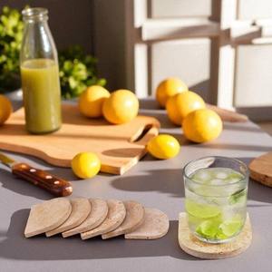 Juego de Posavasos Artesanales de Travertino y Madera, Resistentes al Calor, Acabado Natural, Protección Elegante para Mesas de Comedor y Cafeterías - Product Image 4