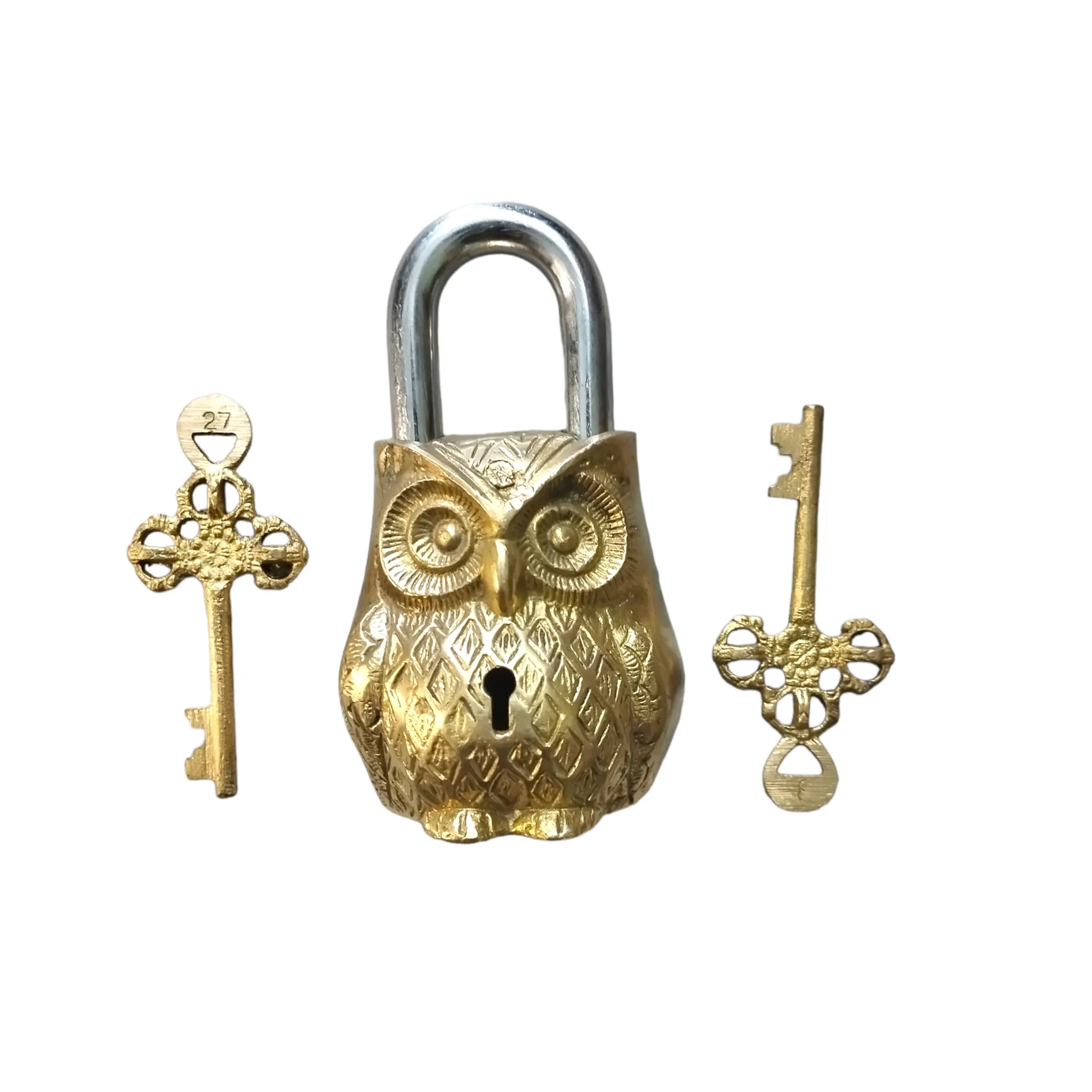 Cadenas hibou en laiton de meilleure qualité avec deux clés serrures à collectionner pour serrure de porte de bureau du fabricant indien