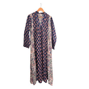 Women's <b>Bohemian</b> <b>Maxi</b> <b>Dress</b> 100% Silk Woven Fabric Long Sleeve Color Blocking A-Line Silhouette Lightweight Anti-Wrinkle - Product Image 2