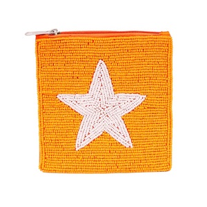 Mini Gameday personnalisé perlé fabriqué à la main porte-monnaie Unique Orange étoiles blanches sacs à monnaie avec fermeture à glissière nouveauté - Product Image 4