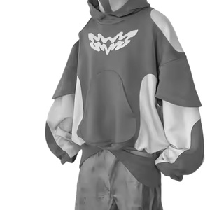 Winter Streetwear Terry Panel <b>Work</b> Pullover <b>Men</b> <b>Hoodies</b> Distress Embroidery Design Loose Fit Polyester/Cotton <b>men's</b> <b>hoodies</b> - Product Image 5