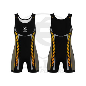 Maillots de lutte personnalisés Golden Players, élégants, respirants, tricotés, sublimés, avec logo personnalisé, impression OEM - Product Image 1