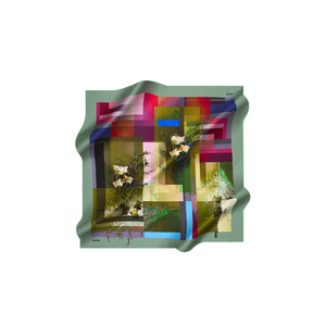 Mint <b>Green</b> <b>Silk</b> Square Scarf with Patterned Design - Product Image 1
