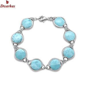 กำไลข้อมือหินลาริมาร์ทำด้วยมือสีเงินสเตอร์ลิงของ925อินเทรนด์ของขวัญจากผู้ผลิต - Product Image 5