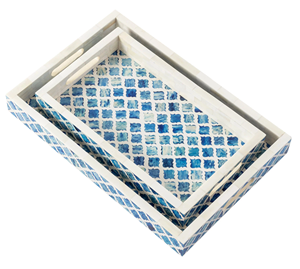 Bandeja de servicio con incrustaciones de hueso tradicional Bandeja de hueso de tamaño personalizado con metal acrílico decorativo de mármol de hierro para usos domésticos o de cocina - Product Image 4