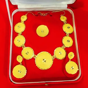 RTS Necklace SET HOT AFRICAN Selling Charm 18k Gold Necklace Set For Women Party WEDDING GIFT