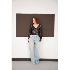 Blusa de Guipur con Cuello en V al por Mayor - [object Object] - Product Image 3