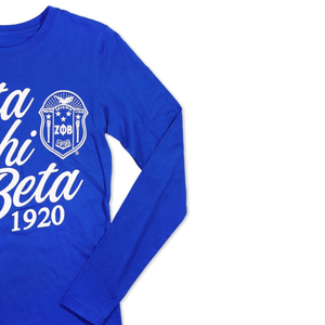Zeta Phi Beta 1920 Script Logo T-shirt à manches longues bleu royal coton broderie vie grecque vêtements collège sororité porter - Product Image 3