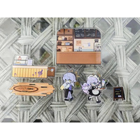 Modèle de café en acrylique au design moderne 3D, personnalisable, décoration de bureau multi-pièces pour l'étude et le travail, cadeau unique pour les fans d'anime et de jeux