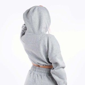 Wholesale Custom logo Cotton French <b>Terry</b> Pullover Plain Blank Women Unisex Oversize Heavyweight Crop Top <b>Bulk</b> Hoodies - Product Image 1