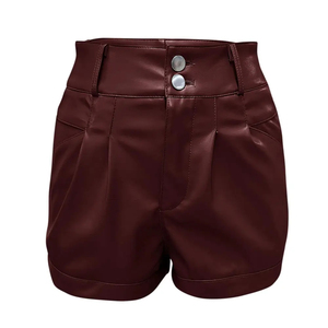 Shorts de Cuero para Mujer de Alta Calidad al por Mayor, Diseño Moderno, Color Sólido - Product Image 1