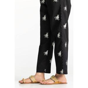 Pantalon Harem Décontracté Noir Respirant pour Femme, Léger, Brodé, en Tissu Léger, avec Taille Élastique, Styles d'Été - Product Image 2