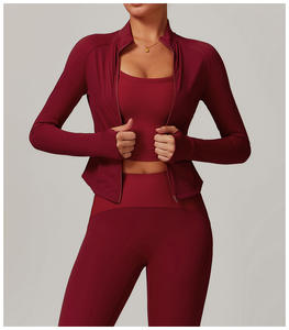 Standing Collar Quick Dry Yoga Wear Long Sleeve <b>Women's</b> Windproof Warm Jackets Slim-fit Sports Running <b>Coat</b> - Product Image 5