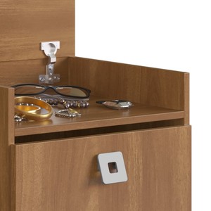 Table de chevet moderne avec 1 tiroir, mobilier de chambre à coucher en aggloméré couleur Nogal, design brésilien, montage facile - Product Image 3