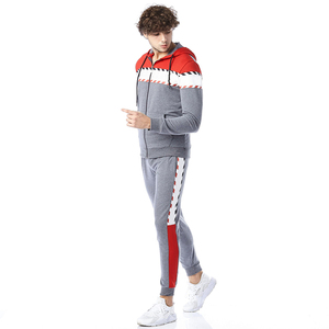 Haute qualité hommes deux pièces survêtement fermeture éclair à manches longues coton polaire Jogging porter chaud hiver survêtements pour adulte - Product Image 4