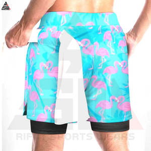 Short de sport double couche en coton 100% à séchage rapide pour hommes avec panneaux en maille et options personnalisées - Product Image 4