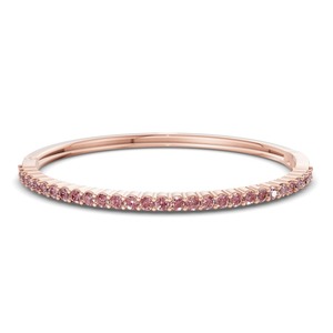 กำไลข้อมือแบบเปิดได้ประดับเพชรทรงกลมสีชมพูสดใส 1 กะรัต ทองคำแท้ 14K ของขวัญเครื่องประดับสุดหรู ไอเดียของขวัญที่ดีที่สุด - Product Image 1