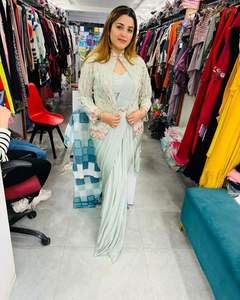 ส่าหรีผ้าไหมสำหรับสาวออฟฟิศผ้าส่าหรีดีไซน์สวยงานปักลายแบบจีนสำหรับส่งออก - Product Image 3