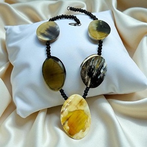 Haute qualité Vintage Style corne de buffle pendentif collier fait à la main résine bois métal os boucle d'oreille haute chaînes élégantes - Product Image 2