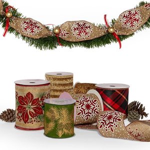 Extra Wide Christmas <b>Wired</b> <b>Ribbon</b> Durable Burlap and Jute Material - Product Image 1