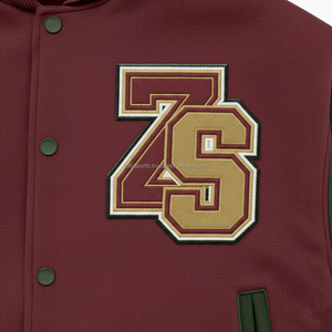 Veste universitaire en mélange de laine de qualité supérieure 420 GSM corps marron avec manches vertes veste universitaire personnalisée en chenille Logo broderie pour homme - Product Image 6