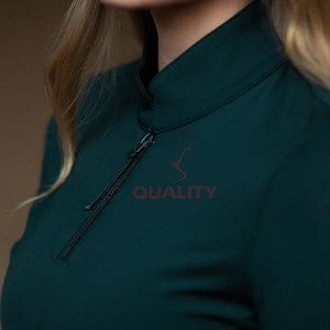 Camiseta atlética ecuestre transpirable para mujer, tela elástica ligera para montar a caballo, elegante camisa de ajuste cómoda que absorbe la humedad - Product Image 3