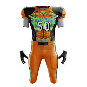 ชุดเสื้อฟุตบอลอเมริกันคอวีพร้อมผ้าพิมพ์ซับลิเมชันสวมใส่สบายชุดฝึกซ้อมกลางแจ้ง - Product Image 5