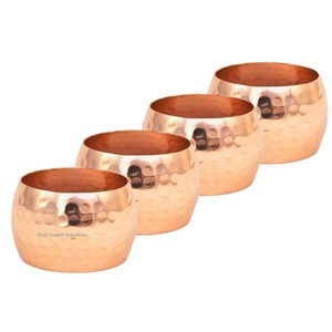 Copper <b>Hammered</b> Metal Napkin Rings for Wedding Event Party Dinner Table Settings Decorations Round Napkin <b>Holders</b> - Product Image 1