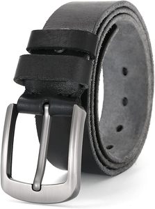 Ceinture pour homme en cuir de buffle avec boucle ardillon carrée en acier, écologique, imperméable, robuste, taille personnalisable, idéale pour les fêtes - Product Image 3